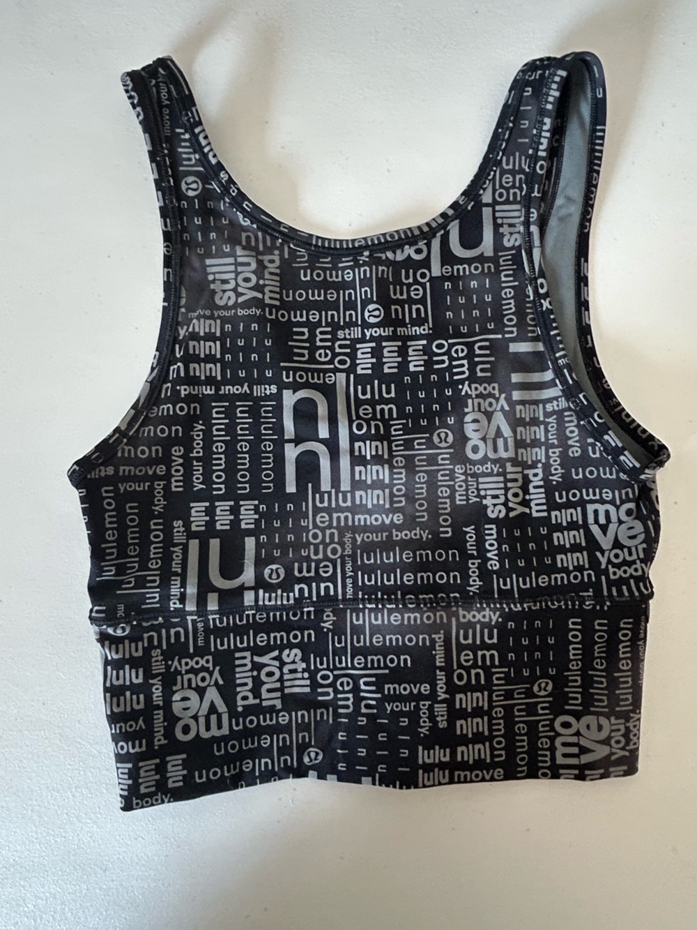 lululemon athletica Black & White Logo-Print Bodysuit Top